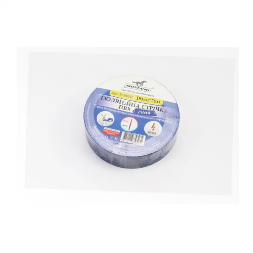 Лента изоляционная, синяя (20м*19мм*150мкм) MUSTANG, Упаковка, YQ-334108