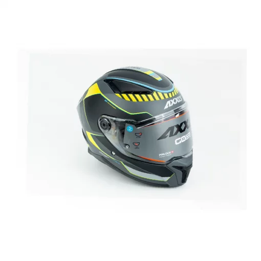 Шлем интеграл (стандарт DOT/ECE), выдвижные очки PANTHER SV GALE L (59-60см), чёрно-салатовый мат, ШОЛОМИ, YQ-360597