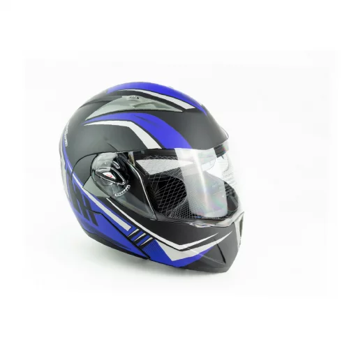 Шлем модуляр с откидным подбородком, выдвижные очки F-158 S (55-56см), чёрно-синий мат, ШОЛОМИ, YQ-301368