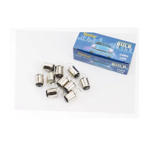 Лампа поворотника BA15D (с цоколем), белая 12V/10W G18, к-кт 10шт, ЛАМПИ, YQ-301872