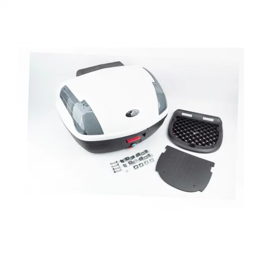 Кофр большой (пластмассовый) 550x420x320мм, крепл. быстросъёмное, бело-чёрный YM-0889P, КОФРИ, YQ-360516