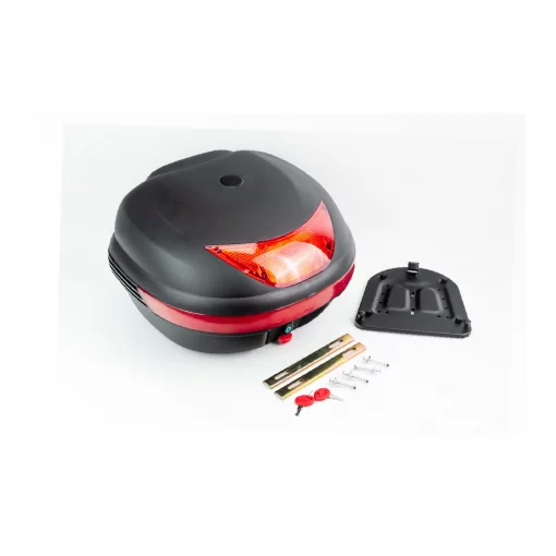 Кофр средний (пластмассовый) 420x370x280мм, крепл. быстросъёмное, чёрный матовый B07, КОФРИ, YQ-360500