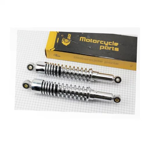 Амортизатор задний JH/CB/CG-335мм*d55мм (втулка 12мм / втулка 10мм) со стаканом регулир., хром к-кт 2шт, ЗЧ-МОТО, YQ-324979