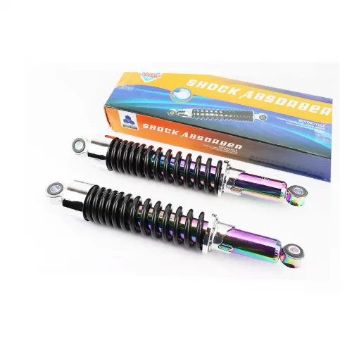 Амортизатор задній JH/CB/CG-345мм*d-56мм (втулка 12мм/втулка 10мм) регул., чорний (корпус хамелеон) к-кт 2шт, ЗЧ-МОТО, YQ-351424