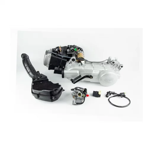 Двигатель скутерный в сборе 150куб (длинный вариатор, длинный вал)+карбюратор, коммутатор, катушка зажигания, фильтр воздушный тип