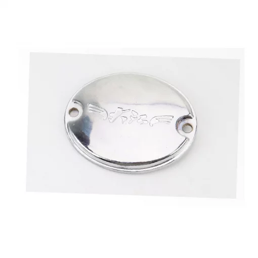 Крышка (овальная, метал) правой крышки двигателя, хром (разные надписи), DELTA, YQ-349887