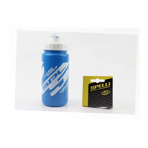 Фляга пластиковая 600мл, с защитной крышкой, сине-белая SWB-528-M, ВЕЛОАКСЕСУАРИ, YQ-409262