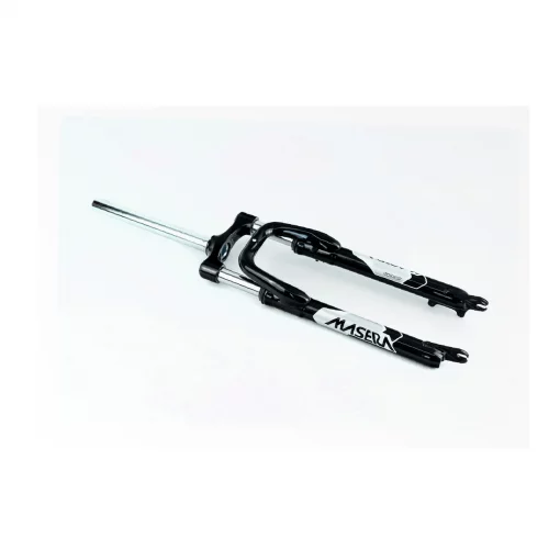 Вилка 27,5" амортизационная, без резьбы 1-1/8" (28,6мм), шток 255мм, с ходом 60мм, Disk-brake, чёрная MASERA 386A, ВЕЛОЗАПЧАСТИНИ,