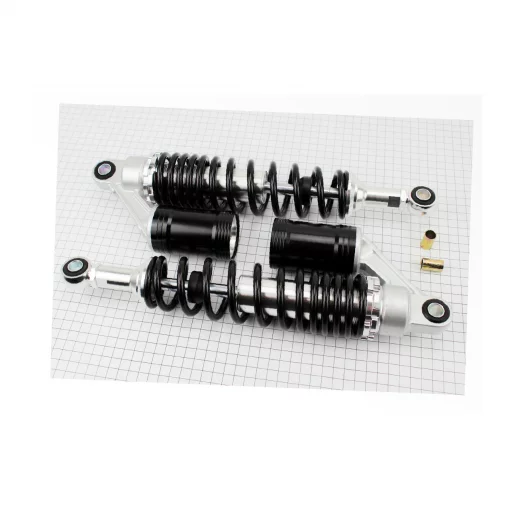 Амортизатор задній JH/CB/CG-345мм*d-60мм (втулка 12мм/втулка 10мм) газовий регул., чорний к-кт 2шт, ЗЧ-МОТО, YQ-351103