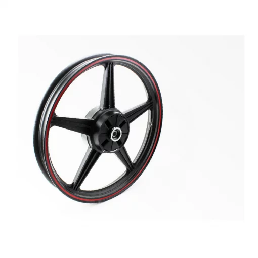 Диск колёсный задний литой 18x1,85 (под резинки) "звезда", чёрный с красной полосой (ось 15мм), Viper-125-150J, YQ-321759