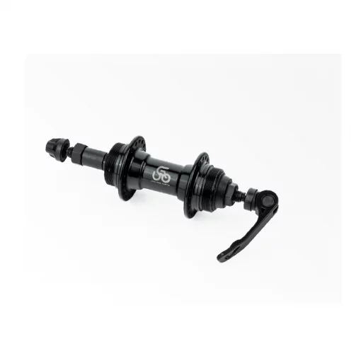 Втулка задняя MTB алюминиевая 14Gx36H под вольнобег, Disk-brake (резьба), 2 пром-подшипники 6200 2RS, крепл. эксцентрик, чёрная