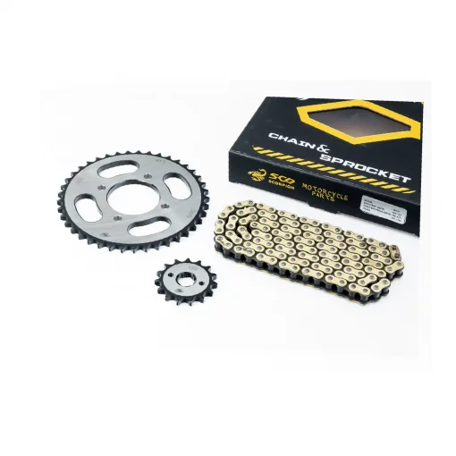 Звезды, цепь к-кт ZS125J-428-118L+41T+15T "калёная", цепь GOLD (в коробке), Viper-125-150J, YQ-356331