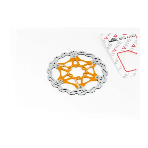 Гальмівний диск 160мм, кріпл. 6 болтів, на алюмінієвому павуку, золотистий FD-01, ВЕЛОЗАПЧАСТИНИ, YQ-412382