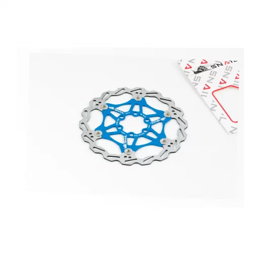 Гальмівний диск 160мм, кріпл. 6 болтів, на алюмінієвому павуку, синій FD-01, ВЕЛОЗАПЧАСТИНИ, YQ-412381