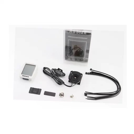 Велокомпьютер 11-функций, проводной, белый AS-411 (без батареек), ВЕЛОАКСЕСУАРИ, YQ-409686