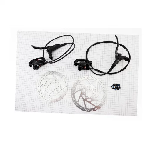 Гальмо Disk-brake гідравлічне переднє (F160/R140мм)+заднє (F180/R160мм), диски 160/180мм, кріпл. 6 болтів, чорні LOGAN,