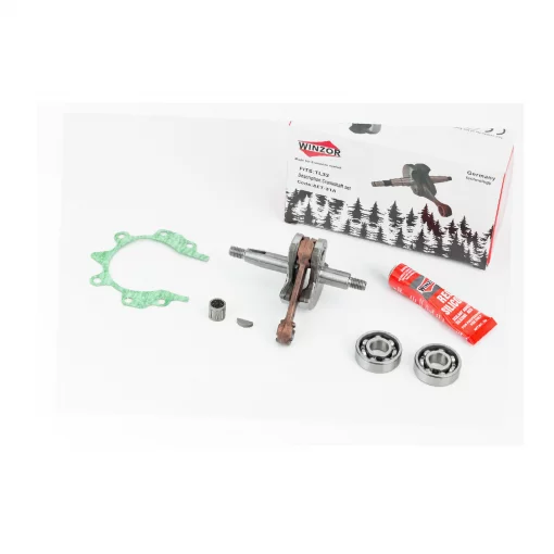 Коленвал 1E36F шатун жёлтый + подшипник + подшипники коленвала 2шт + прокладка + герметик + шпонка, ТРИМЕР, YQ-213922