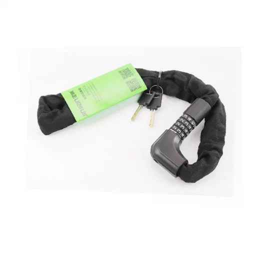 Замок противоугонный цепной 1000х6мм с 4-х значным кодом + ключ, чёрный 741, ВЕЛОАКСЕСУАРИ, YQ-409983