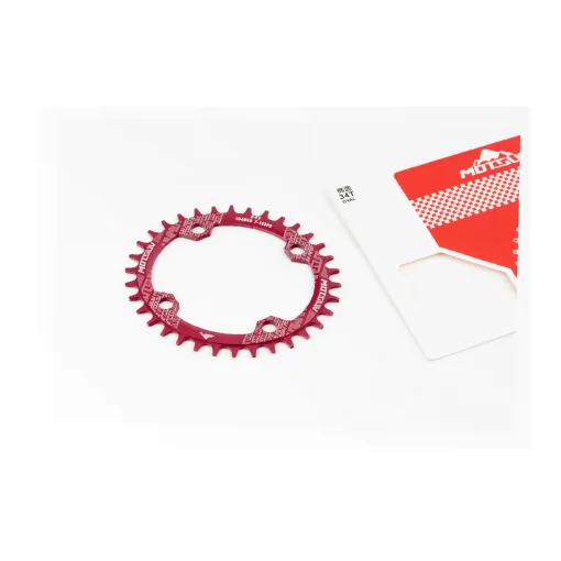 Зірка передня MTB (Oval) Narrow Wide 34Т (BCD:104мм), алюмінієва, червона, ВЕЛОЗАПЧАСТИНИ, YQ-412370