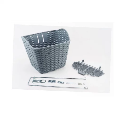 Корзина передняя 26" с крышкой, пластмассовая, серая SLCK-09B, ВЕЛОАКСЕСУАРИ, YQ-409269