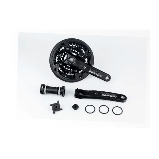 Шатуни "Hollowtech II" 170мм, 44.32.22T MTB+каретка PW-BB73, інтегрована вісь 24мм, алюмінієві, чорні Burner 401-TT-N,