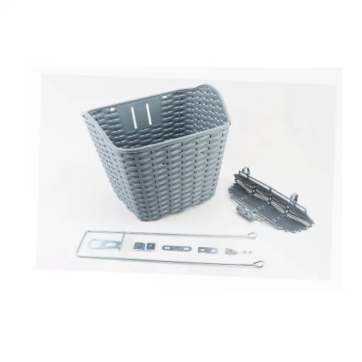 Корзина передняя 28" с крышкой, пластмассовая, серая SLCK-09B, ВЕЛОАКСЕСУАРИ, YQ-409612