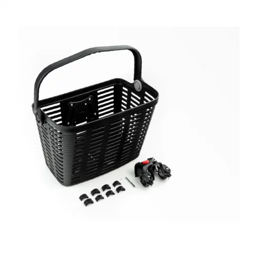 Корзина передняя с ручкой пластмассовая, крепл. быстросъёмное на руль, чёрная BL-045, ВЕЛОАКСЕСУАРИ, YQ-409738