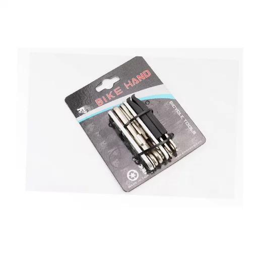 Ключ-набор 15 предметов (шестигранники 2,2.5,3,4,5,6,8мм, отвёртки прямая и фигурная, гаечные ключи 8,9,10мм, спицные ключи