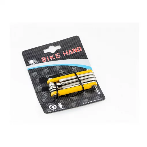 Ключ-набор 9 предметов (шестигранники 2,2.5,3,4,5,6,8мм, отвёртки прямая и фигурная), жёлтый YC-262, ВЕЛОІНСТРУМЕНТ, YQ-407281