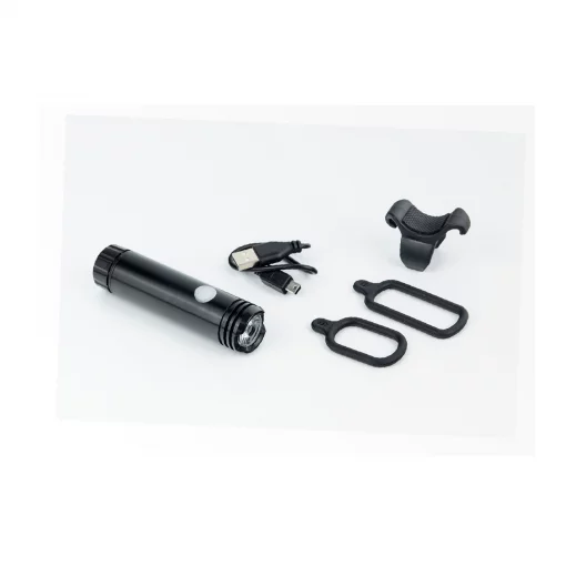 Фонарь передний 1 диод 120 lumen алюминиевый, Li-ion 3.7V 600mAh зарядка от USB, влагозащитный, чёрный JY-7012F, ВЕЛОАКСЕСУАРИ,