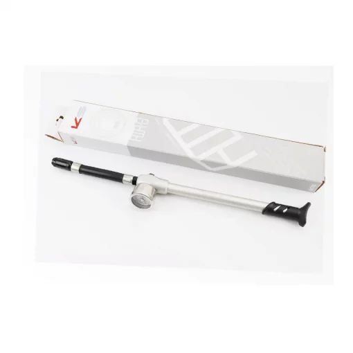 Насос алюмінієвий високого тиску 300 psi/20 bar з манометром, для повітряних амортизаторів та виделок, D-PUMP, ВЕЛОІНСТРУМЕНТ,