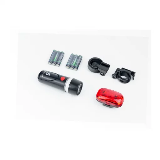 Фонарь передний 5 диодов+задний 3 диода к-кт, JY-808C+289T (без батареек), ВЕЛОАКСЕСУАРИ, YQ-414008