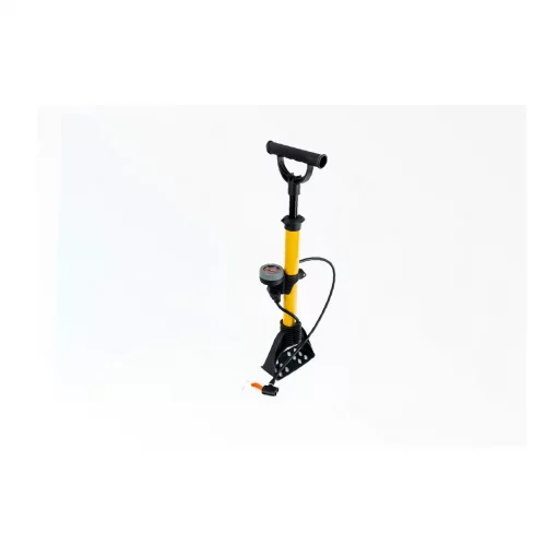 Насос ручной "напольный" с манометром 160 psi/11 bar, под штуцера Schrader&amp;Presta, жёлто-чёрный JK-8002, ВЕЛОІНСТРУМЕНТ, YQ-407316