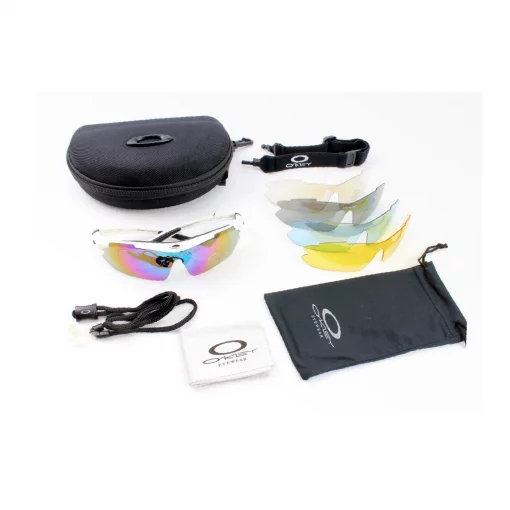 Окуляри з набором для догляду, змінні лінзи 5шт, в твердому чохлі, білі, ВЕЛОЕКІПІРУВАННЯ, YQ-408012