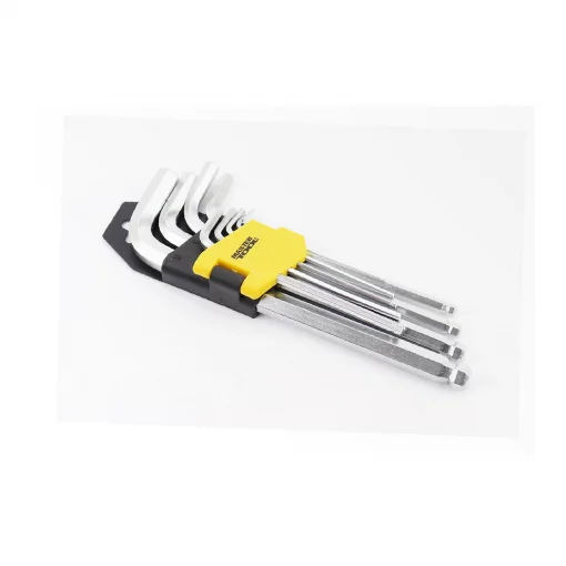 Набор Г-образных ключей удлинённых с шарообразным наконечником HEX (1,5/2/2,5/3/4/5/6/8/10мм) CrV (75-0957), Ручний інструмент,