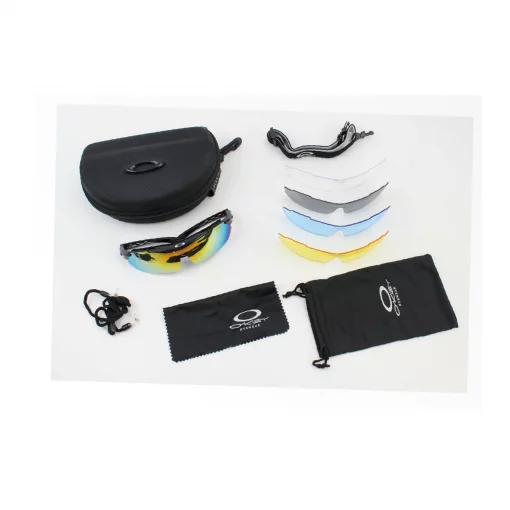 Очки с набором для ухода, сменные линзы 5шт, в жёстком чехле, чёрные, ВЕЛОЕКІПІРУВАННЯ, YQ-408013