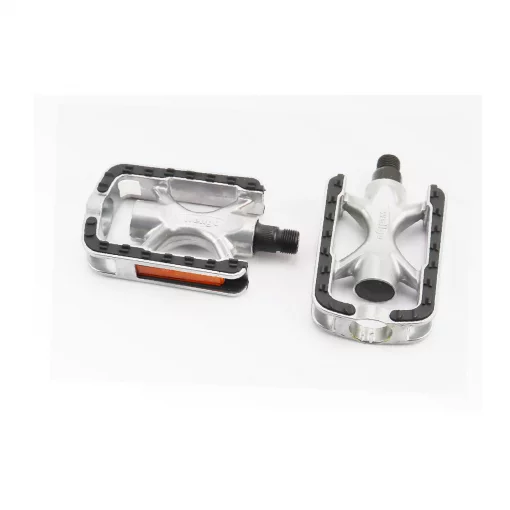 Педали CITY 9/16" (107x70x26.5мм) алюминиевые, серебристо-чёрные C33, ВЕЛОЗАПЧАСТИНИ, YQ-411147