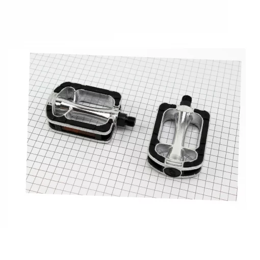 Педали CITY 9/16" (112x72x25мм) алюминиевые, серебристо-чёрные NWL-369RL, ВЕЛОЗАПЧАСТИНИ, YQ-403271