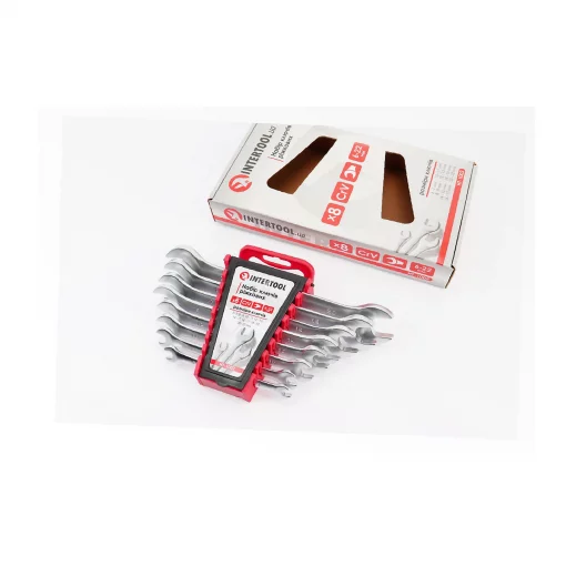 Набор ключей рожковых 8шт (6x7/8x9/10x11/12x13/14x15/16x17/18x19/20x22мм) "пластиковый держатель" (HT-1002), Ручний інструмент,