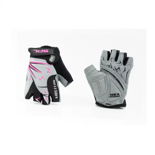 Перчатки детские без пальцев (4-6 лет) с мягкими вставками под ладонь, чёрно-серо-розовые SKG-1553, ВЕЛОЕКІПІРУВАННЯ, YQ-408265