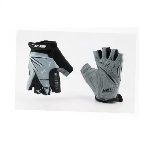 Рукавички дитячі без пальців (7-8 років) з м'якими вставками під долоню, чорно-сіро-білі SKG-1553, ВЕЛОЕКІПІРУВАННЯ, YQ-408094
