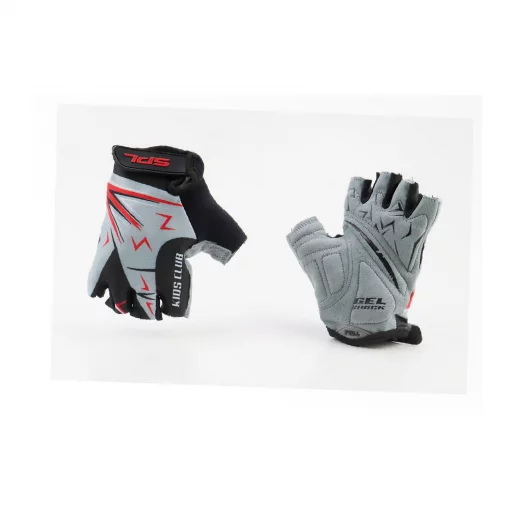 Перчатки детские без пальцев (7-8 лет) с мягкими вставками под ладонь, чёрно-серо-красные SKG-1553, ВЕЛОЕКІПІРУВАННЯ, YQ-408096