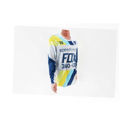 Футболка (Джерси) мужская M-(Polyester 100%), длинные рукава, бело-синяя, тип 2, ВЕЛОЕКІПІРУВАННЯ, YQ-408235