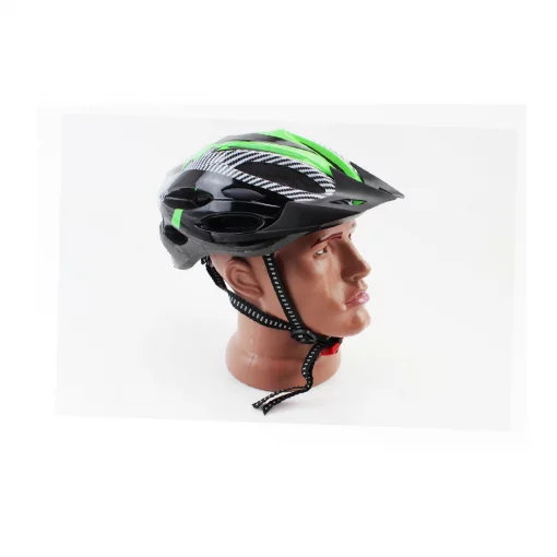 Шлем велосипедный L (54-62 см) съёмный козырёк, 21 вент. отверстий, чёрно-зелёно-белый, ВЕЛОЕКІПІРУВАННЯ, YQ-408167