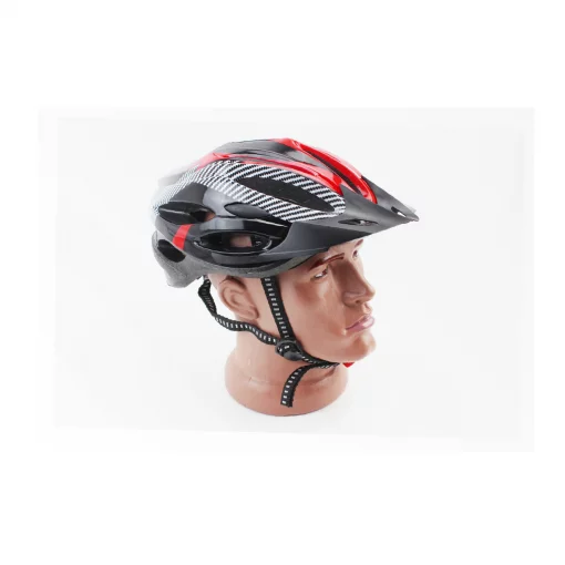 Шлем велосипедный L (54-62 см) съёмный козырёк, 21 вент. отверстий, чёрно-красно-белый, ВЕЛОЕКІПІРУВАННЯ, YQ-408011