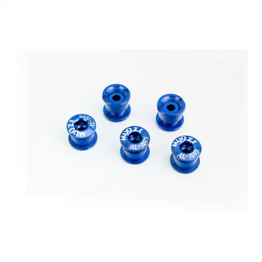 Бонки (болты) 6,5/10мм для крепления одинарной звезды, алюминиевые, синие 5шт к-кт, ВЕЛОЗАПЧАСТИНИ, YQ-412373