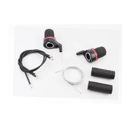 Переключатели (грипшифт) 3x7 скоростей+рукоятки руля+троса, чёрно-красный, ВЕЛОЗАПЧАСТИНИ, YQ-403837