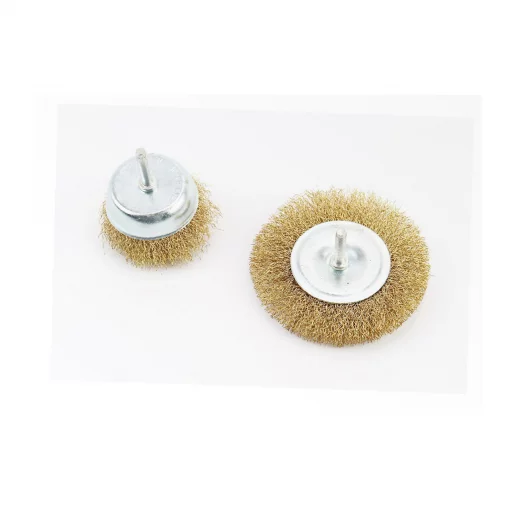Набір щіток 2шт-торц./диск. зі стрижнем 1/4" D-75/100мм з латуньованого рифленого дроту (19-9200), Витратні матеріали, YQ-703032