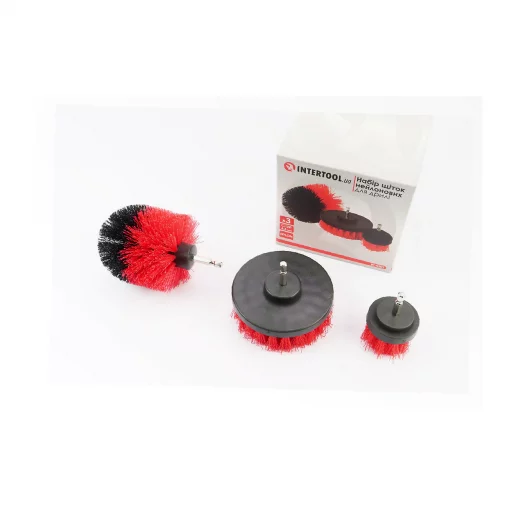 Набор щёток 3шт со стержнем 1/4", D-50/80/100мм из нейлоновой проволоки (BT-0301), Витратні матеріали, YQ-703133