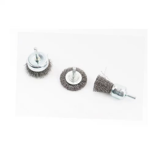 Набор щёток 3шт-торц./диск. со стержнем 1/4" D-30/50//50мм из рифлёной проволоки (BT-0300), Витратні матеріали, YQ-703131